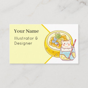 Kawaii Hamster Lemonade & Melon Dessert - Summer F Business Card