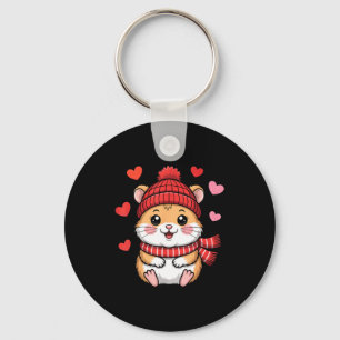 Kawaii Hamster Valentines Day Hearts Scarf Beanie  Key Ring