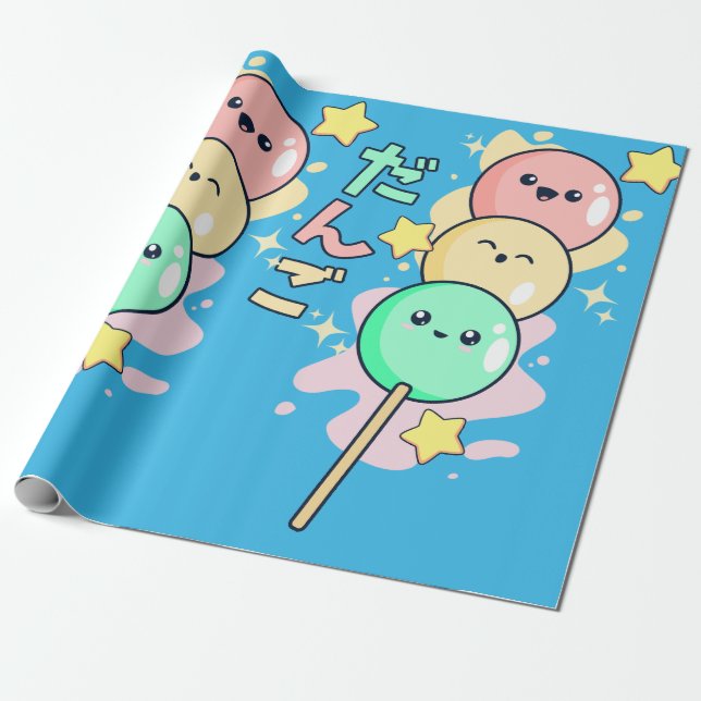 Kawaii Hanami Dango Wrapping Paper (Unrolled)
