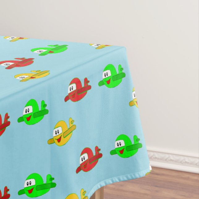 Kawaii happy airplanes tablecloth (In Situ)