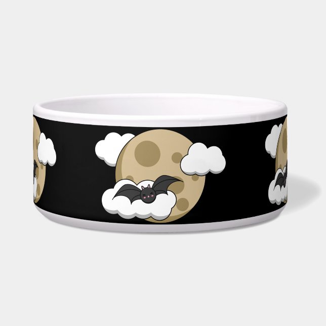 Kawaii Happy Bat Flying on Full Moon (Front)
