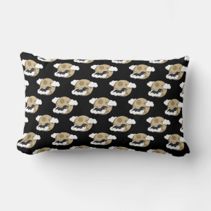 Kawaii Happy Bat Flying on Full Moon Pattern Lumbar Cushion