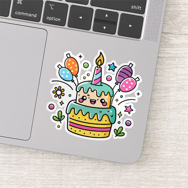 Kawaii Happy Birthday Sticker (Detail)