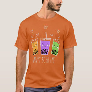 Kawaii Happy Boba Tea Time Bubble Milk Tea Drinks  T-Shirt
