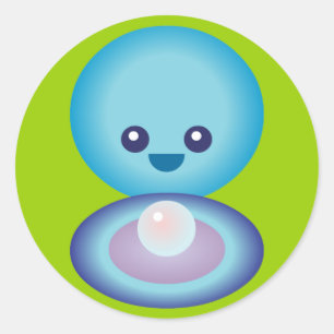 Kawaii Happy Clam Classic Round Sticker