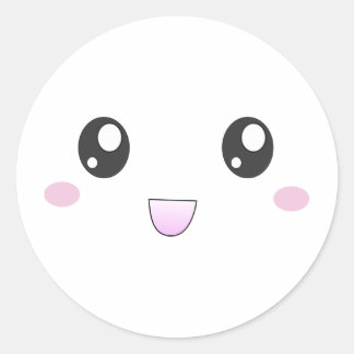 Kawaii happy face classic round sticker