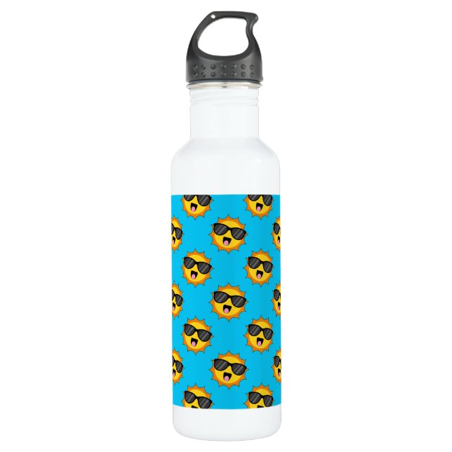 Kawaii Happy Sun with Sunglasses 710 Ml Water Bottle (Front)