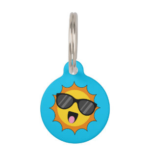 Kawaii Happy Sun with Sunglasses Add Name Pet Tag