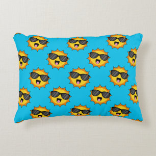 Kawaii Happy Sun with Sunglasses Decorative Cushion