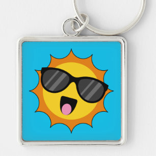 Kawaii Happy Sun with Sunglasses Key Ring
