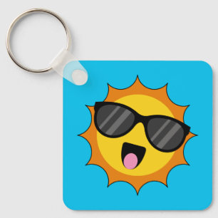 Kawaii Happy Sun with Sunglasses Key Ring
