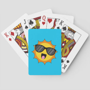 Kawaii Happy Sun with Sunglasses Playing Cards