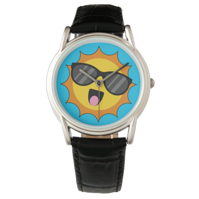 Kawaii Happy Sun with Sunglasses Watch (Front)
