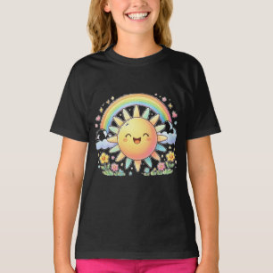Kawaii Happy Sunshine Rainbow Flowers Cute Summer T-Shirt
