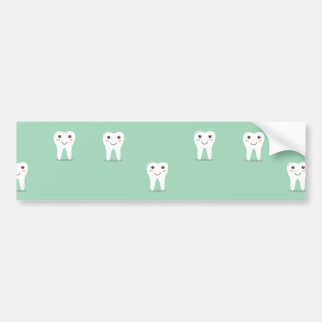 Kawaii happy tooth bumper sticker (Front)