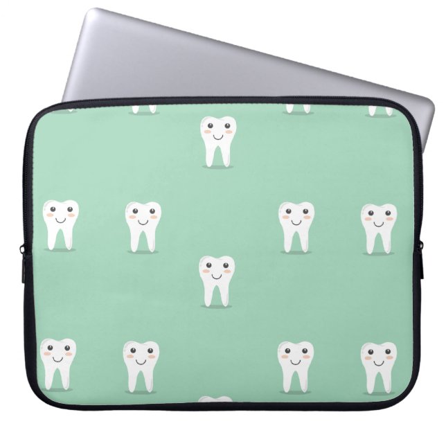 Kawaii happy tooth laptop sleeve (Front)