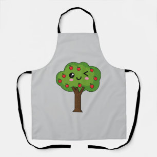 Kawaii Happy Winking Apple Tree Apron