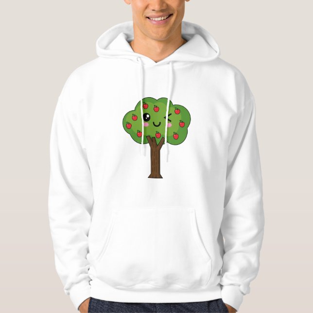 Kawaii Happy Winking Apple Tree Hoodie (Front)