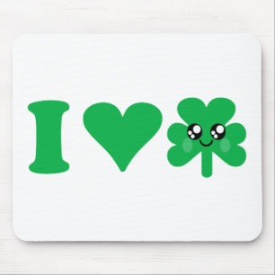 Kawaii Heart Shamrock Love Lucky Irish Mouse Pad