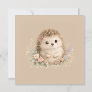 Kawaii Hedgehog Cottagecore Floral Gift Card