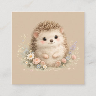 Kawaii Hedgehog Cottagecore Floral Gift Enclosure Card