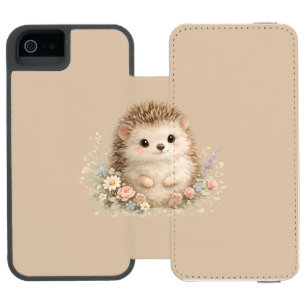 Kawaii Hedgehog Cottagecore Floral Gift Incipio Watson™ iPhone 5 Wallet Case