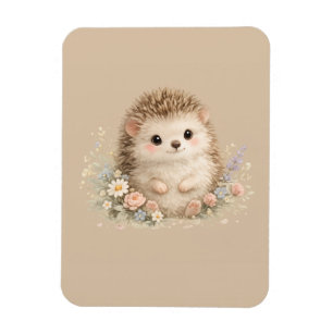 Kawaii Hedgehog Cottagecore Floral Gift Magnet
