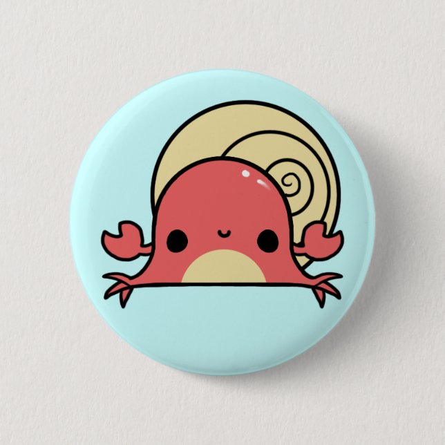 Kawaii Hermit Crab (You change the Background!) 6 Cm Round Badge (Front)