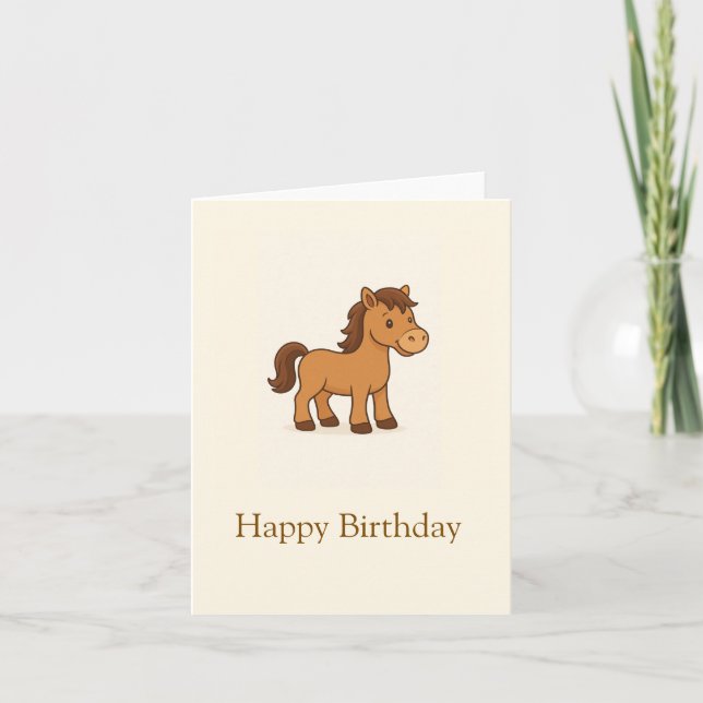 Kawaii Horse Illustration Invitation (Front)