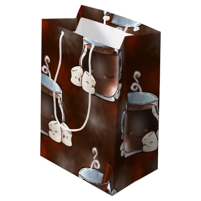 Kawaii Hot Chocolate and Marshmallows Medium Gift Bag (Back Angled)