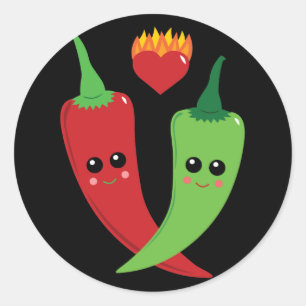 Kawaii Hot Pepper Classic Round Sticker