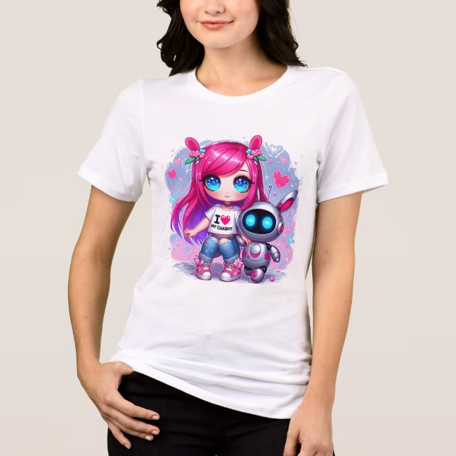🤖Kawaii I Love My Ai Chatbot Cute BFF Companion Tri-Blend Shirt (Front)