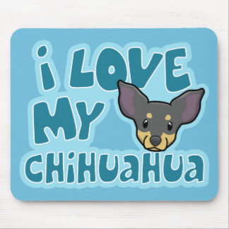 Kawaii I Love My Black & Tan Chihuahua Mouse Pad