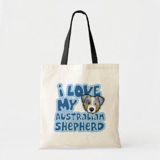 Kawaii I Love My Merle Australian Shepherd Tote Bag