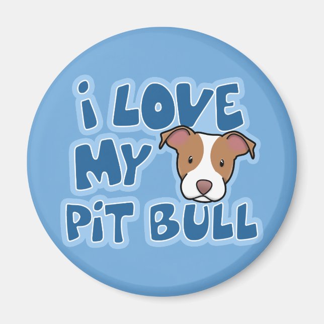 Kawaii I Love My Pit Bull Magnet (Front)