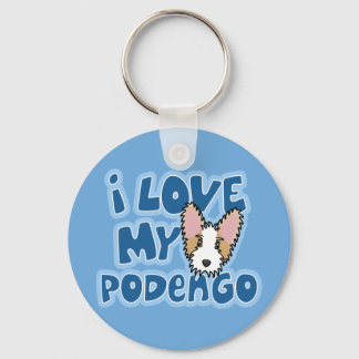 Kawaii I Love My Portuguese Podengo Key Ring