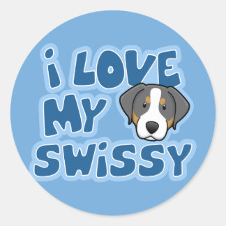 Kawaii I Love My Swissy Classic Round Sticker