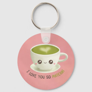 Kawaii I Love You So Matcha Puns For Her Keychain