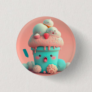 Kawaii  ice cream            3 cm round badge