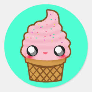 Kawaii Ice Cream Classic Round Sticker