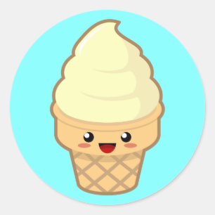 Kawaii Ice Cream Classic Round Sticker