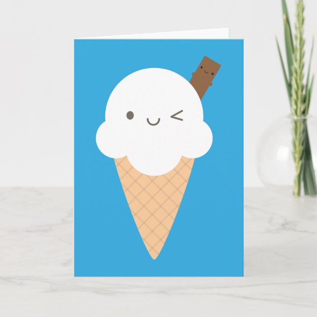 Kawaii Ice Cream Cone Card (Front)