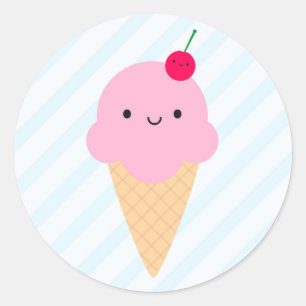Kawaii Ice Cream Cone Classic Round Sticker
