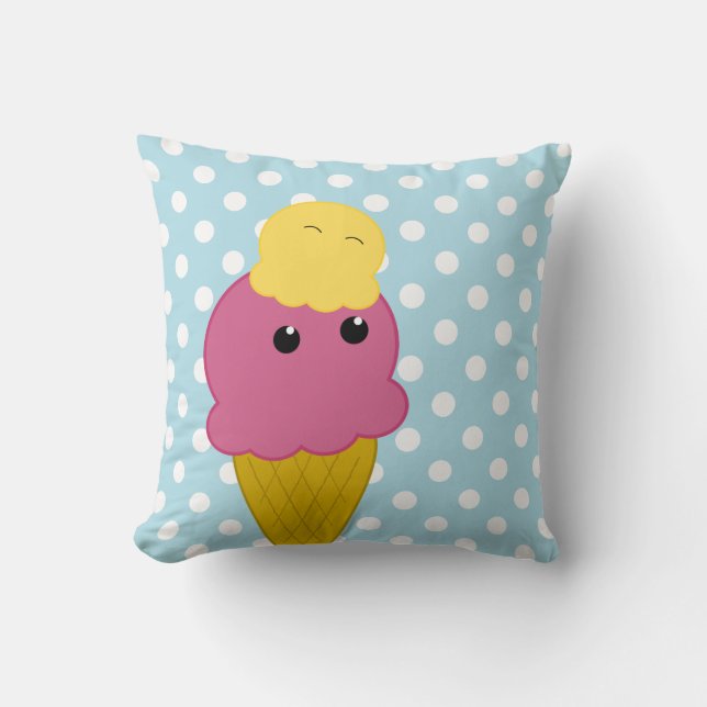 Kawaii Ice Cream Cone Cushion (Front)