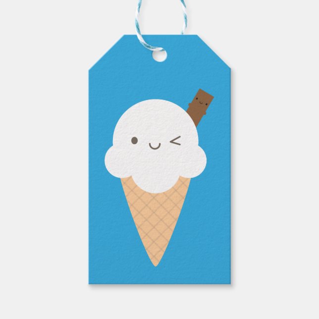 Kawaii Ice Cream Cone Gift Tags (Front)