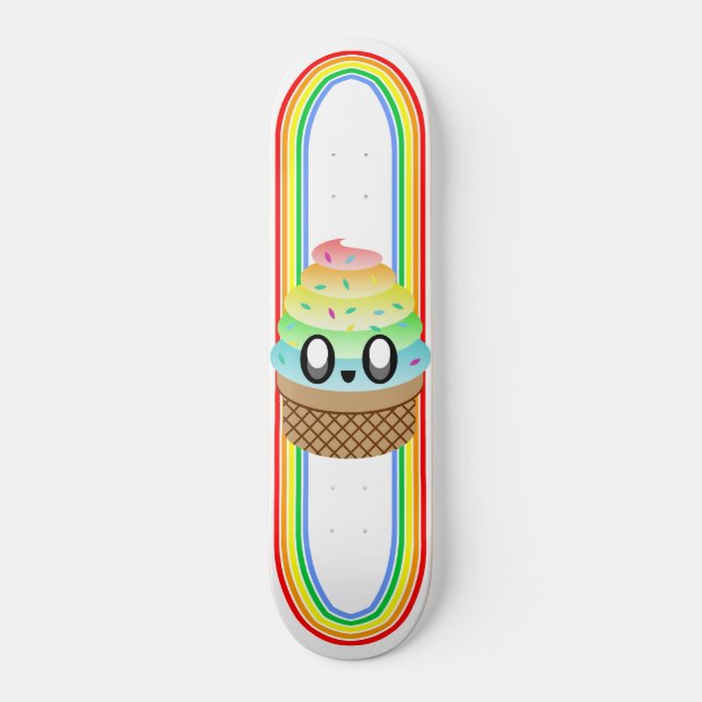 KAWAII ICE CREAM CONE RAINBOW DELICIOUS DECK SKATEBOARD (Front)