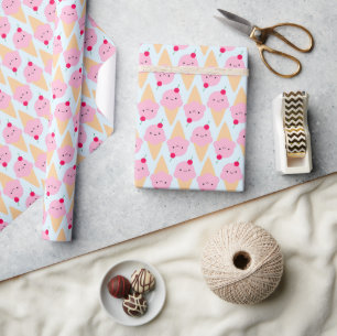 Kawaii Ice Cream Cones Wrapping Paper