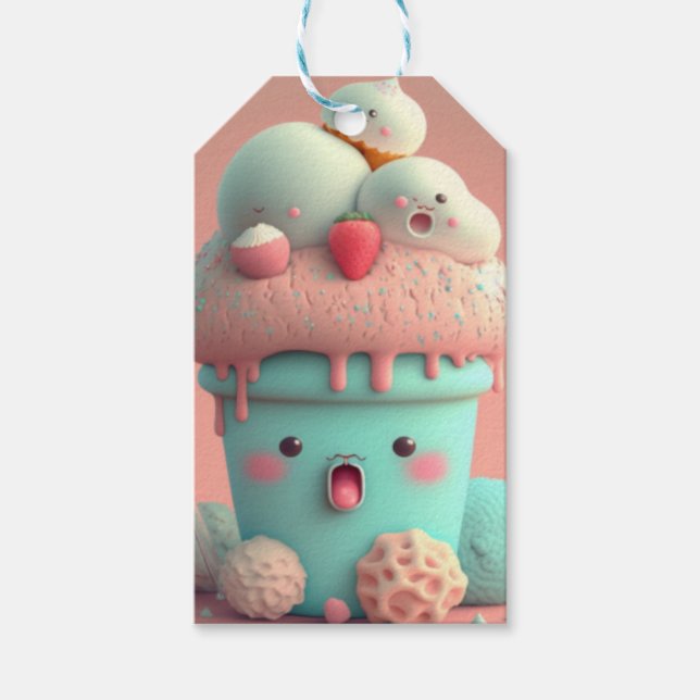 Kawaii  ice cream cup   gift tags (Front)