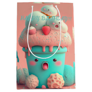Kawaii  ice cream cup     medium gift bag