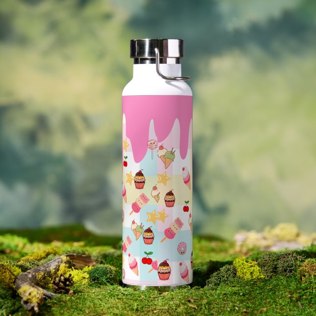 Kawaii Ice Cream & Drip Water Bottle (Outdoor)